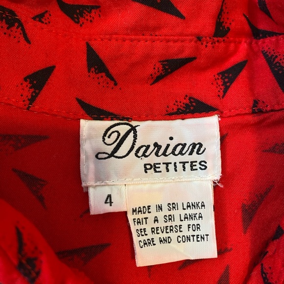 Vintage midi 80’s red dress with black geometric patterns size 4P - Picture 3 of 3